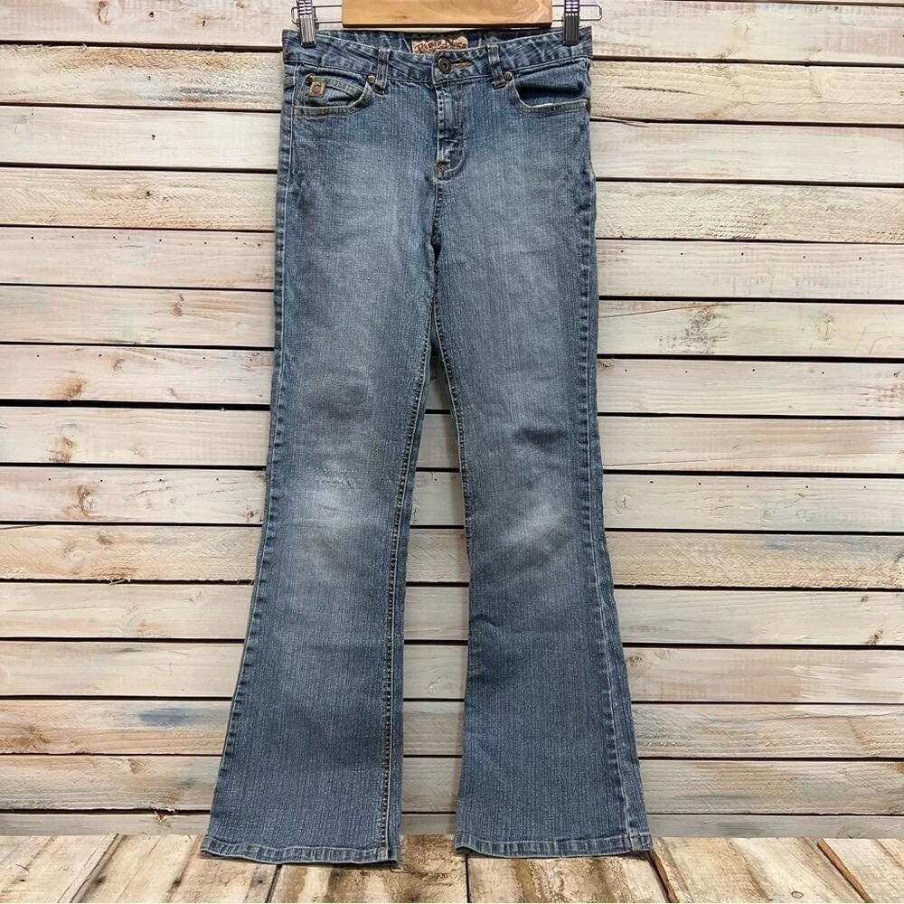 Vintage Paris Blues Blue Denim Flare Jeans Y2K Boho Back Pocket‎ Girls Size 14